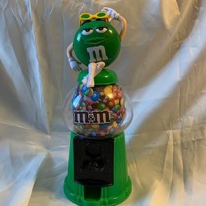 Vintage Green M&M's 12" Candy Dispenser Coin Gumball Machine Nostalgic